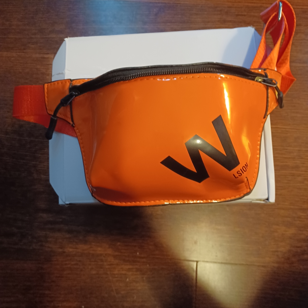 Orange Waist Bag with Black Lettering